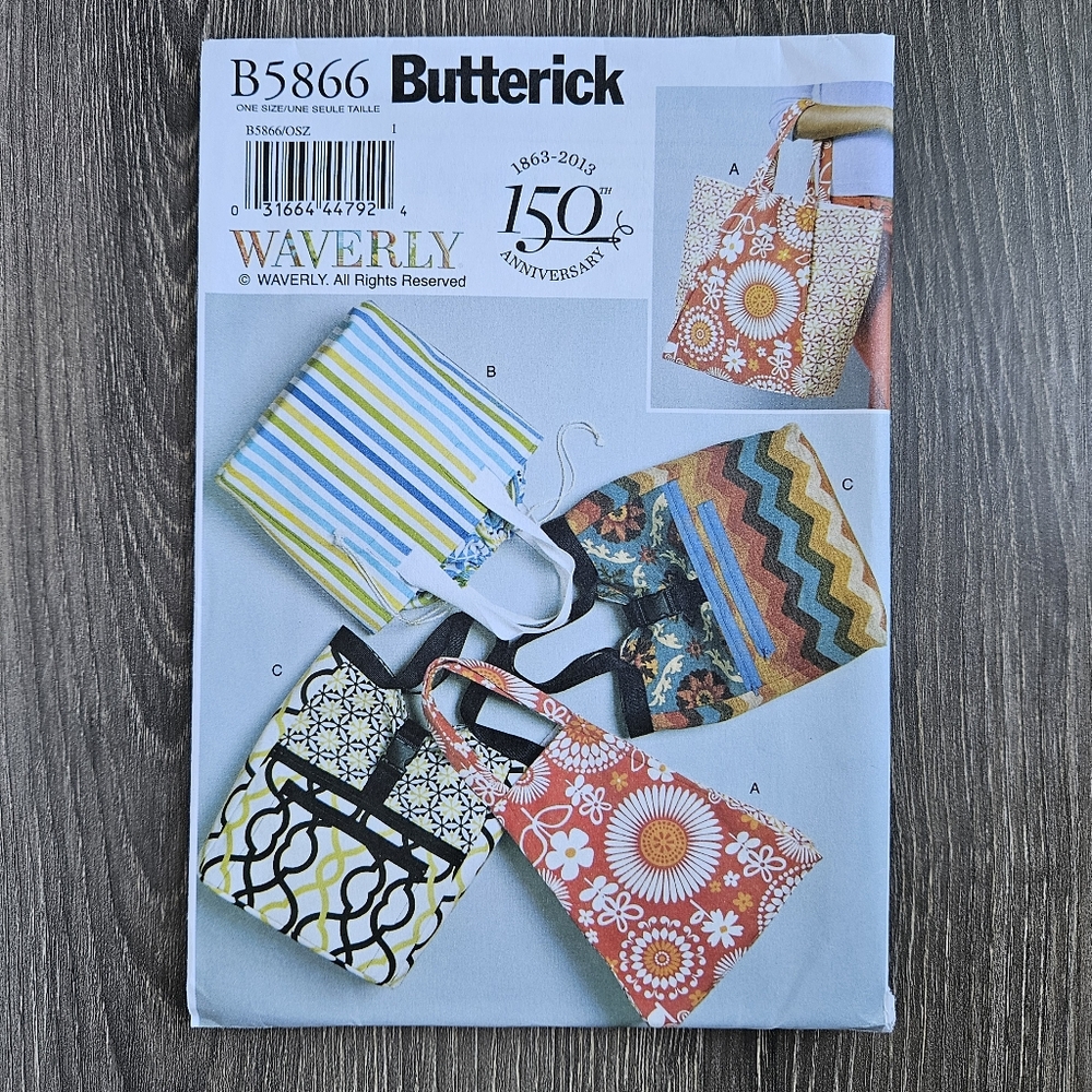 NEW Butterick B5866 Bags Pattern